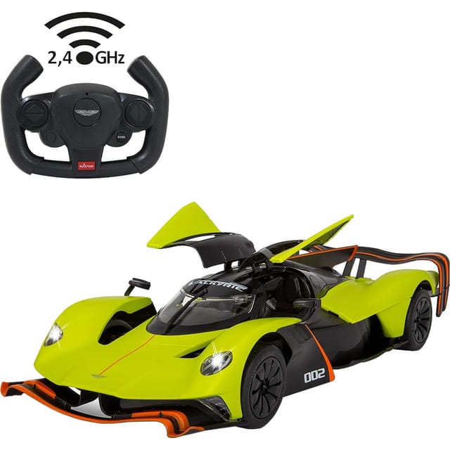 JAMARA Ferngesteuertes Fahrzeug, Aston Martin Valkyrie AMR Pro 1:14 dunkel grün 2,4GHz Tür manuell - gruen