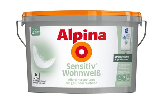 ALPINA Dispersionsfarbe »Sensitiv®«, Wohnweiss 5 Liter