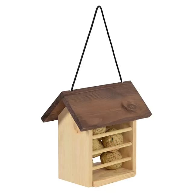 DOBAR Futterspender, aus Holz, zum Aufhängen, BxHxL: 14 x 21 x 22cm - braun