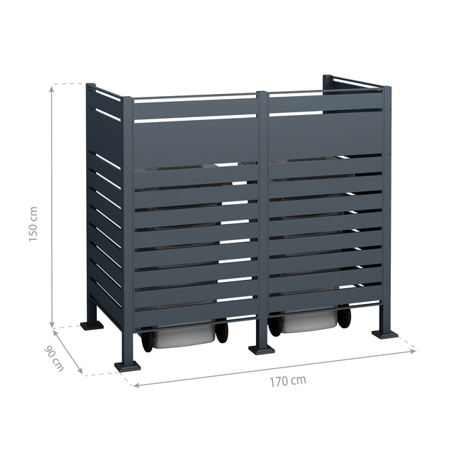 Westmann Mülltonnenbox »Planum«, BxHxT: 170 x 150 x 90 cm, für 2 x 240 L Mülltonnen, Stahl - grau