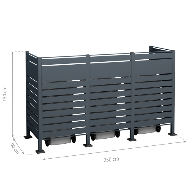 Westmann Mülltonnenbox »Planum«, BxHxT: 250 x 150 x 90 cm, für 3 x 240 L Mülltonnen, Stahl - grau
