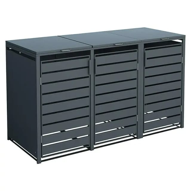 Westmann Mülltonnenbox »Kubus«, BxHxT: 200 x 116 x 80 cm, für 3 x 240 L Mülltonnen, Stahl - grau