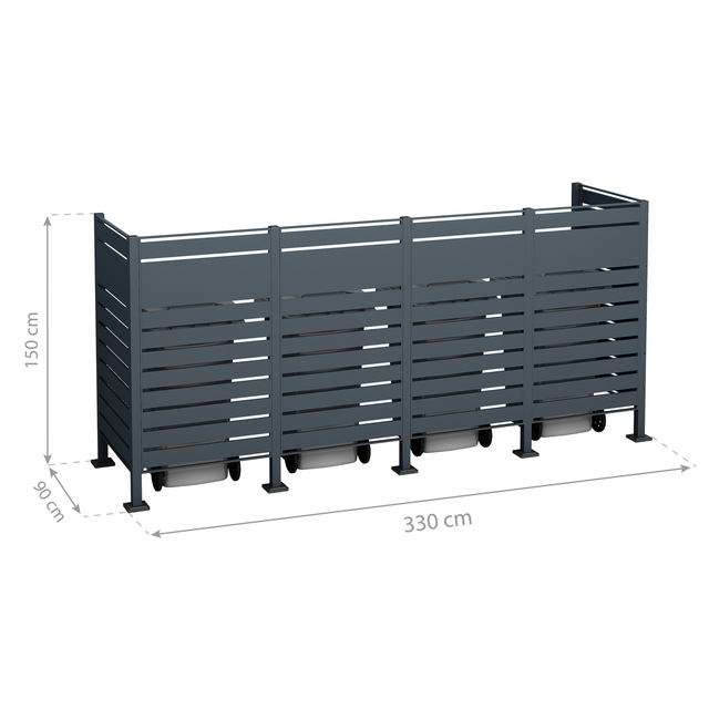 Westmann Mülltonnenbox »Planum«, BxHxT: 330 x 150 x 90 cm, für 4 x 240 L Mülltonnen, Stahl - grau