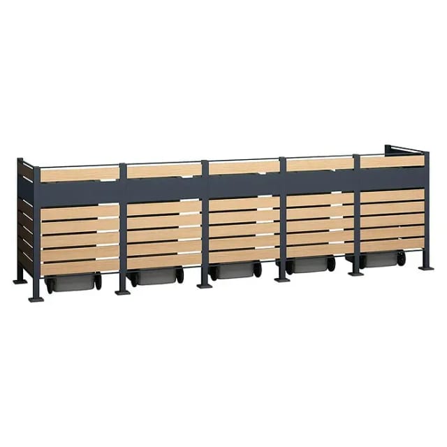 Westmann Mülltonnenbox »Planum«, BxHxT: 410 x 120 x 90 cm, für 5 x 240 L Mülltonnen, Stahl - braun