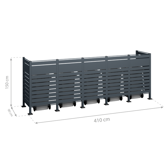 Westmann Mülltonnenbox »Planum«, BxHxT: 410 x 150 x 90 cm, für 5 x 240 L Mülltonnen, Stahl - grau