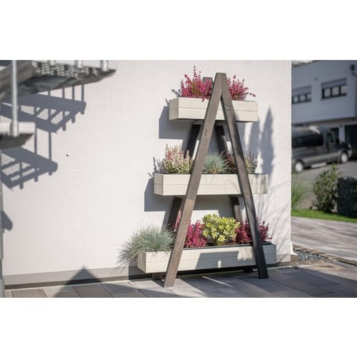 Westmann Pflanzkastentreppe »Ella«, BxHxT: 101 x 147 x 25 cm, Kiefernholz, grau/weiß