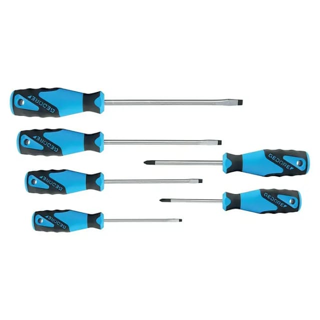 GEDORE Schraubendrehersatz, 6-tlg IS 4-8 PH 1-2 - blau