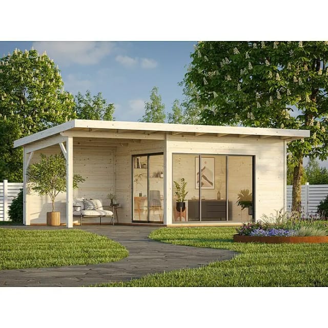 PALMAKO Gartenhaus »Andrea Slide Plus«, B x H x L: 693 x 264 x 300 cm, naturbelassen, tauchgrundiert - braun