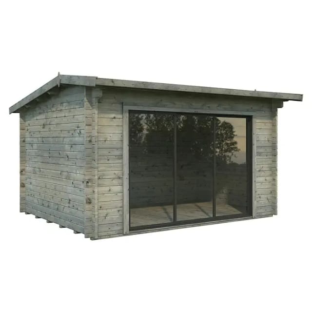 PALMAKO Gartenhaus »Ines Slide Plus«, B x H x L: 390 x 250 x 300 cm, Grau, tauchgrundiert