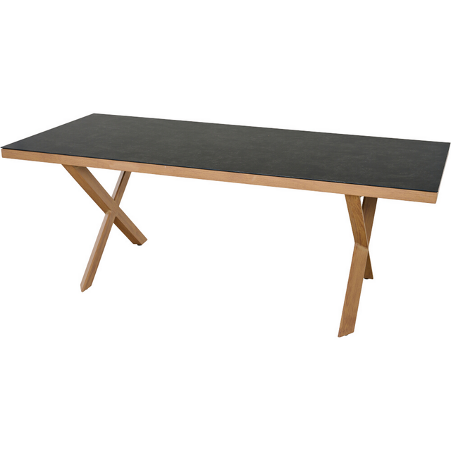 SIENA GARDEN Dining-Tisch »Catania«, 200x74x90 cm, Aluminium/Keramikpulver beschichtet, Teak-Optik/Dark Concrete - schwarz