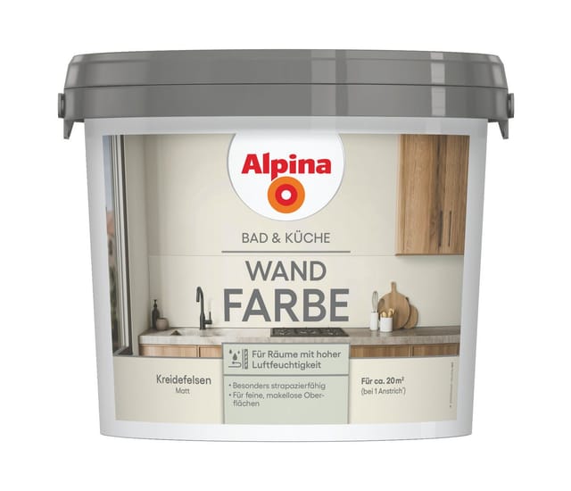 ALPINA Wandfarbe »Bad & Küche«, Kreidefelsen, matt, 2,5 L - beige