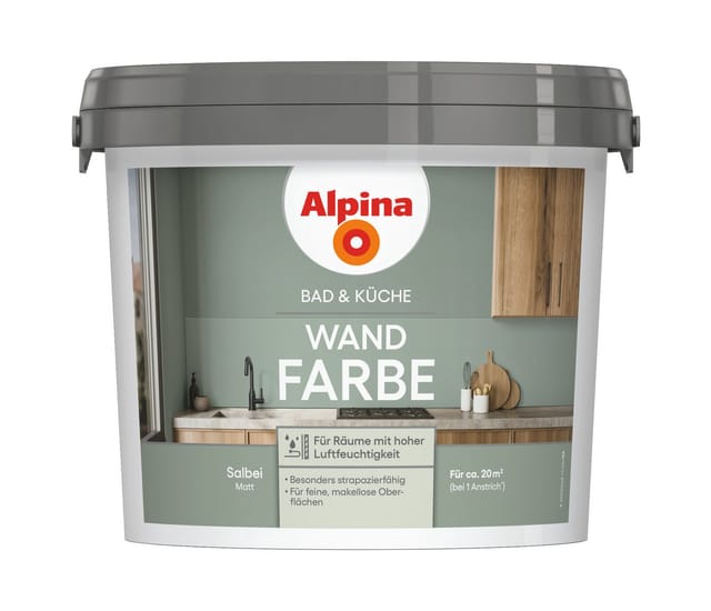 ALPINA Wandfarbe »Bad & Küche«, Salbei, matt, 2,5 L - gruen