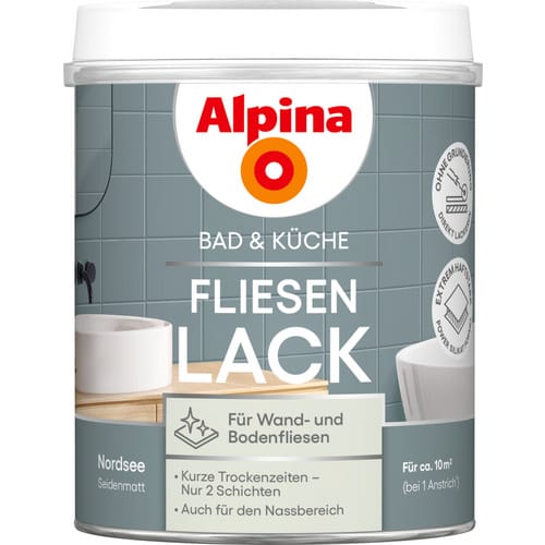 ALPINA Fliesen-Lack »Bad & Küche«, Nordesee, seidenmatt, 750 ml - blau