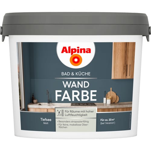 ALPINA Wandfarbe »Bad & Küche«, Tiefsee, matt, 2,5 L - blau