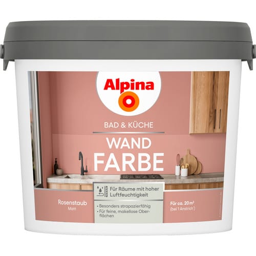 ALPINA Wandfarbe »Bad & Küche«, Rosenstaub, matt, 2,5 L - rot