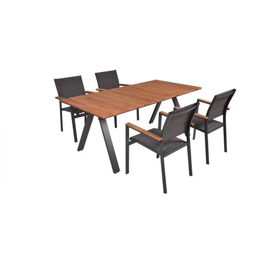 GARDEN PLEASURE Tischgruppe »DAVINA«, 5-tlg., Braun, Holz, Aluminium, Kunststoff