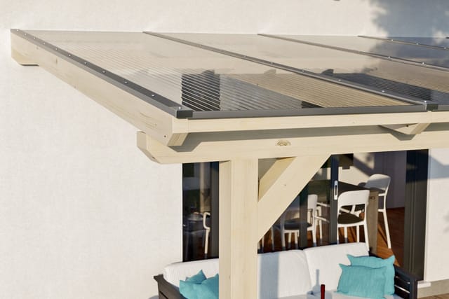 SKANHOLZ Terrassendach »Bormio«, 434 x 300 cm (BxT), Leimholz, natur - beige