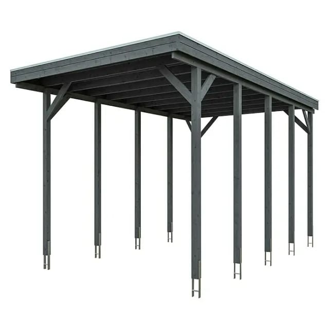 SKANHOLZ Caravan-Carport »Friesland Caravan«, 397 x 708 cm (BxT), schiefergrau