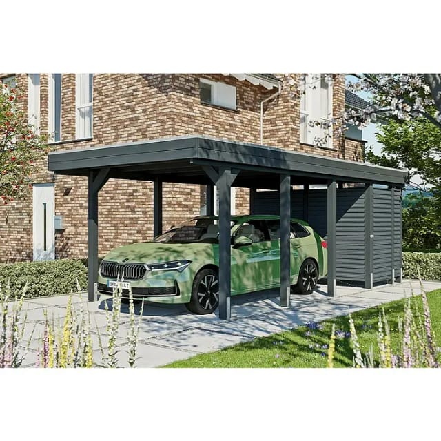 SKANHOLZ Einzelcarport »Friesland Set 12«, 314 x 708 cm (BxT), mit Abstellraum, anthrazit - schwarz