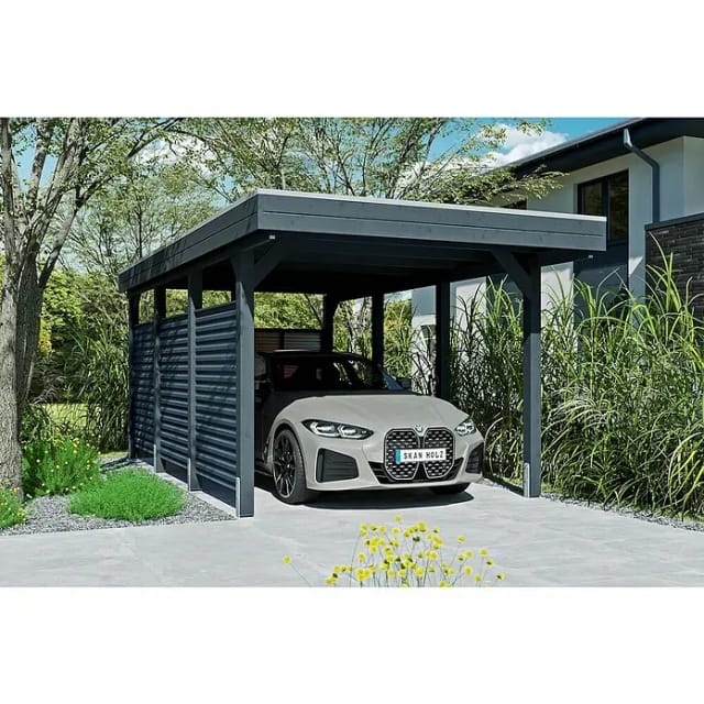 SKANHOLZ Einzelcarport »Friesland Set 11«, 314 x 555 cm (BxT), mit Rück- und Seitenwand, anthrazit - schwarz