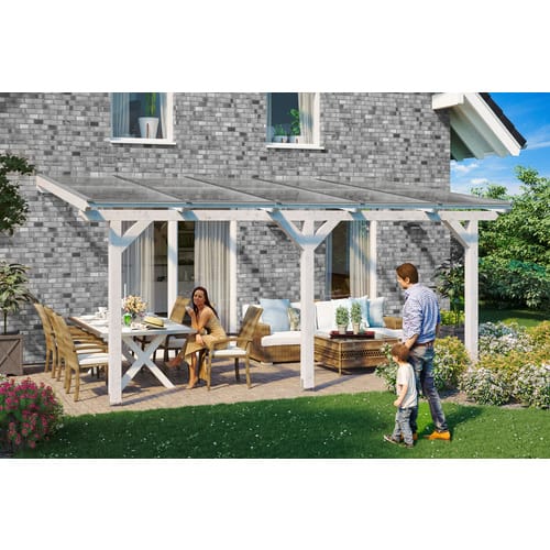 SKANHOLZ Terrassendach »Bormio«, 541 x 250 cm (BxT), Leimholz, weiß - weiss