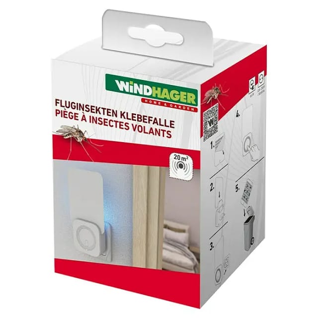 WINDHAGER Klebefalle, gegen Fluginsekten, mit UV Licht - weiss