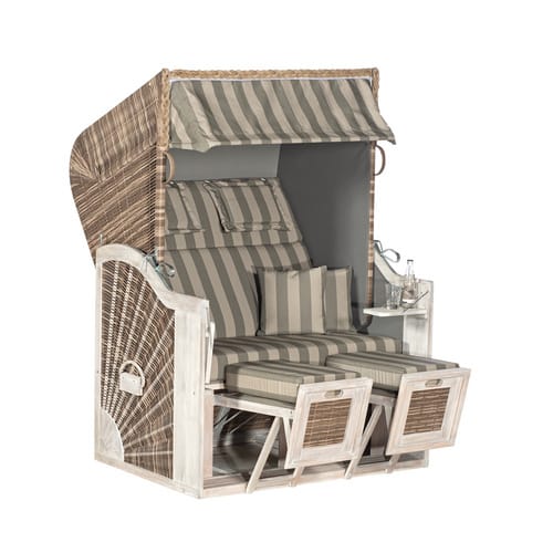 SUNNY SMART Strandkorb »Rustikal 285Z Sun«, 2-Sitzer, 3/4-Liege-Modell, Kunststoffgeflecht, braun