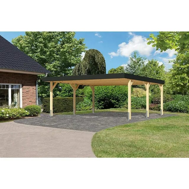 KARIBU Carport, Außenmaß BxT: 558 x 576,5 cm, naturbelassen, Holzart: Fichte - braun