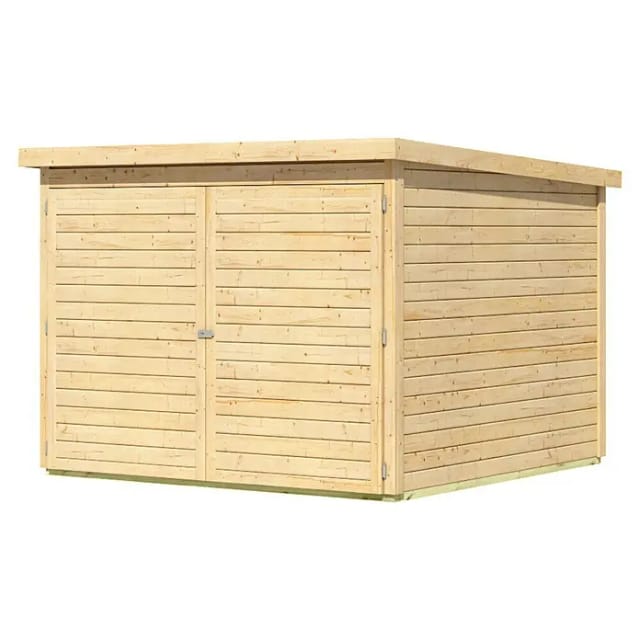 KARIBU Gartenhaus »Fahrradgarage 4«, BxHxT: 226 x 167 x 212 cm (Außenmaße inkl. Dachüberstand), Wandstärke 19 mm - braun