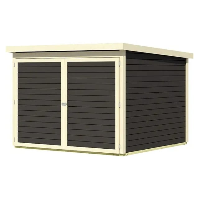 KARIBU Gartenhaus »Fahrradgarage 4«, BxHxT: 226 x 167 x 212 cm (Außenmaße inkl. Dachüberstand), Wandstärke 19 mm - grau