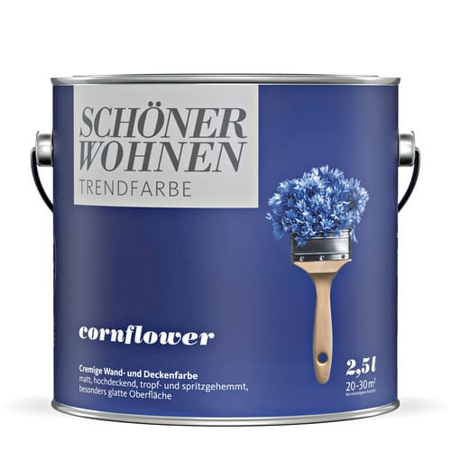 SCHÖNER WOHNEN FARBE Dispersionsfarbe »Trendfarbe«, Jubiläumsedition Cornflower, matt, 2,5 l - blau