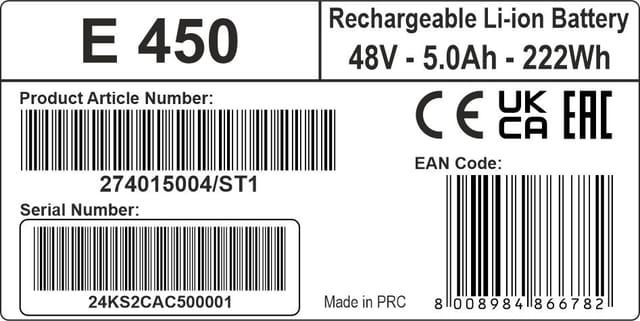 STIGA Akku »500«, E 450, 48 Volt, 5 Ah, passend für: Stiga 500er Serie - schwarz