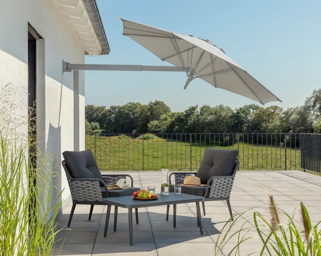 SCHNEIDER SCHIRME Wandschirm »Muro«, Sonnenschirm, ⌀: 250 cm, silbergrau