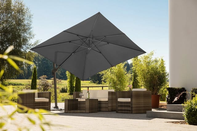 SCHNEIDER SCHIRME Ampelschirm »Rhodos Twist«, BxL: 300 x 300 cm, quadratisch, Sonnenschutzfaktor: 50+ - grau