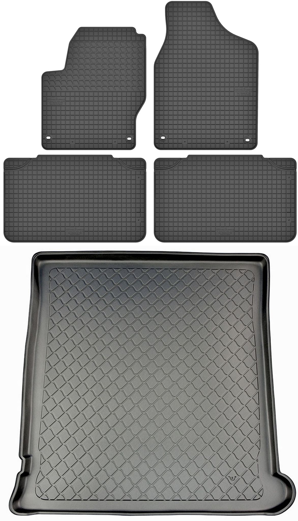 Ford Galaxy I Minivan (1995–05.2006) – Set: Gummifußmatten + Kofferraummatte