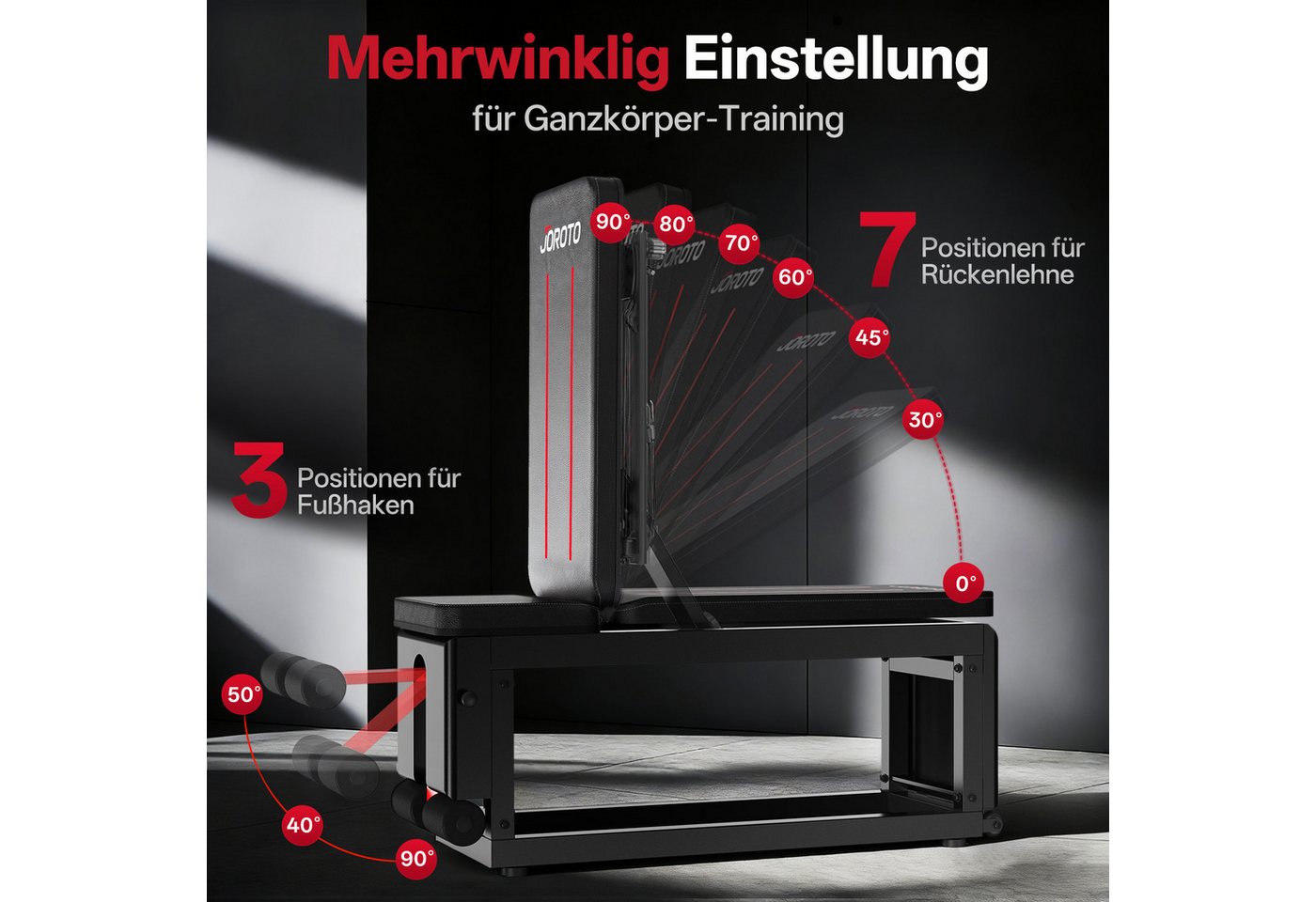 Verstellbare Hantelbank - Joroto - Joroto - Mehrere Positionen - Verstellbar - Schwarz Bild 4