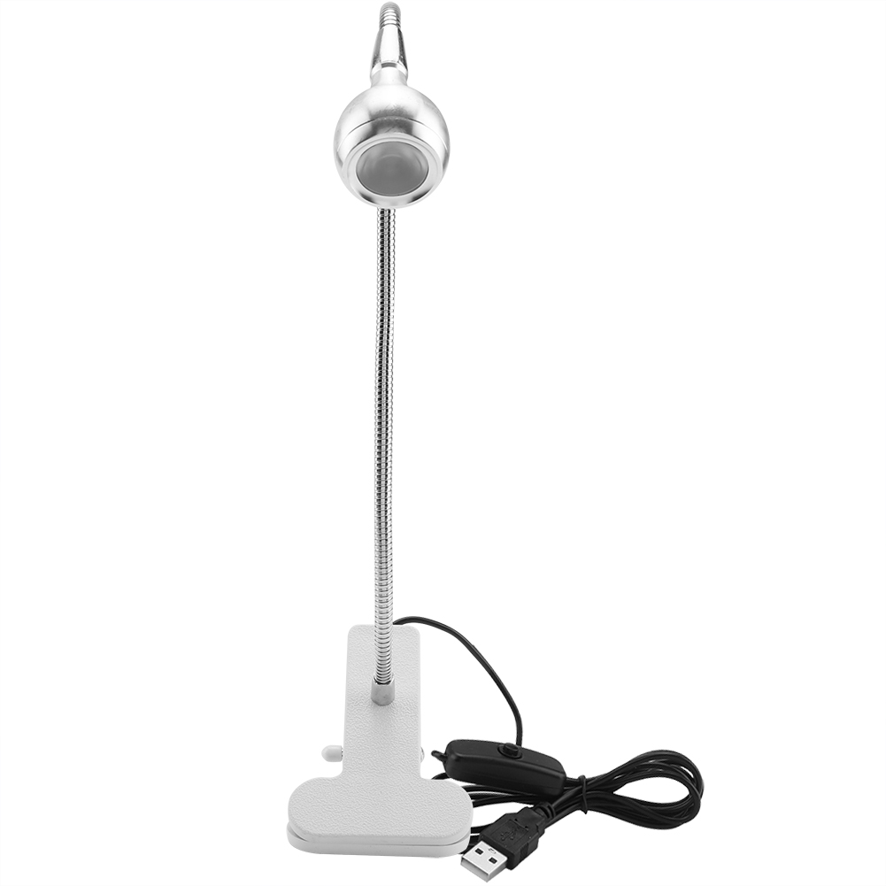 Usb-led-tischleuchte, Mini-schreibtisch-nachtlampe Mit Clip Für Zuhause, Studium, Lesen, Silber, Warm