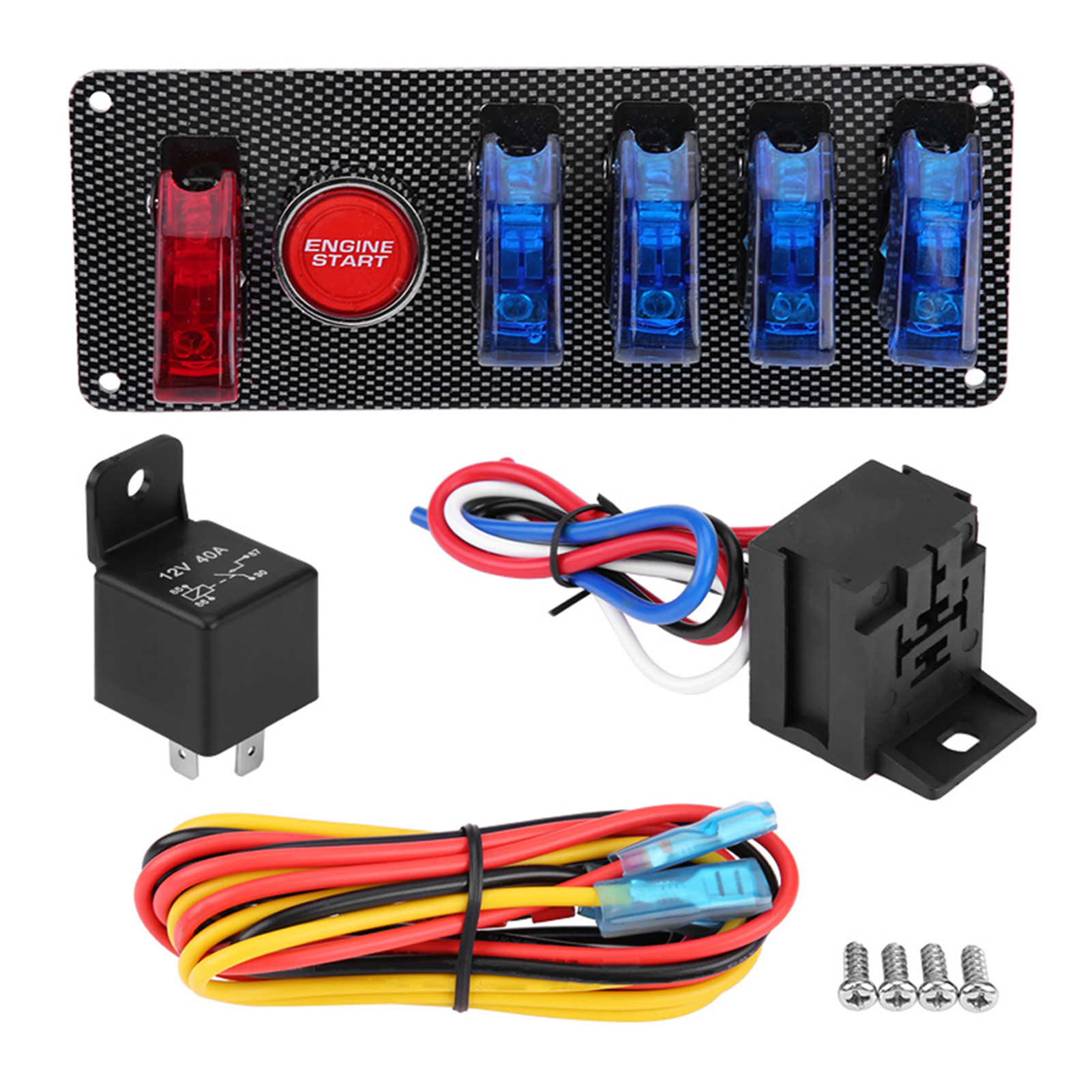 Motor-startknopf-steuerungssatz, Einfache Installation, Universeller Zündschalter-panel-satz, Lange Haltbarkeit, Metall + Abs Für 12-v-rennwagen