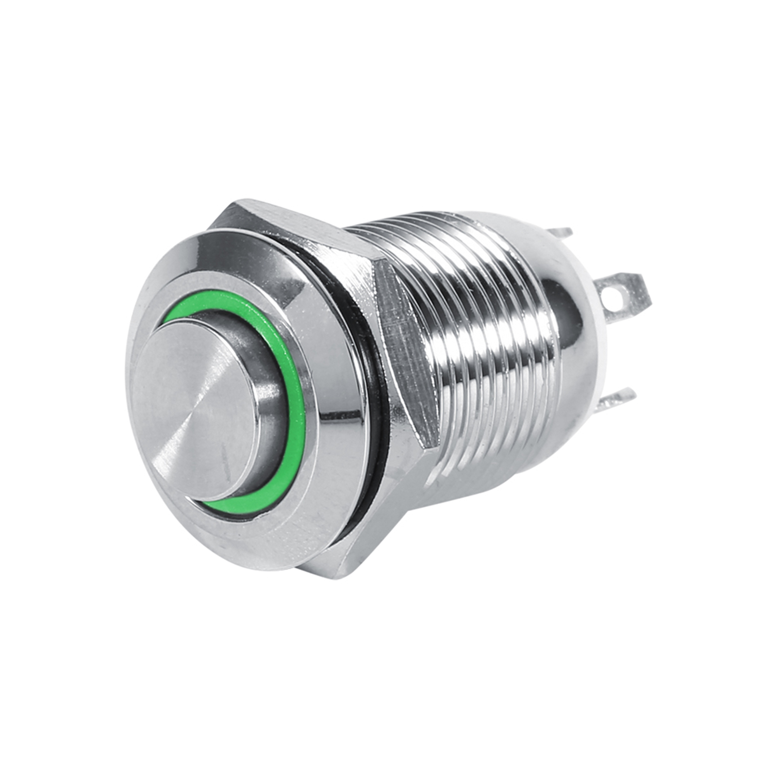 12 Mm Wasserdichter Metall-drucktastenschalter, Hochbündig, 4-polig, Grüne Led, 3 V