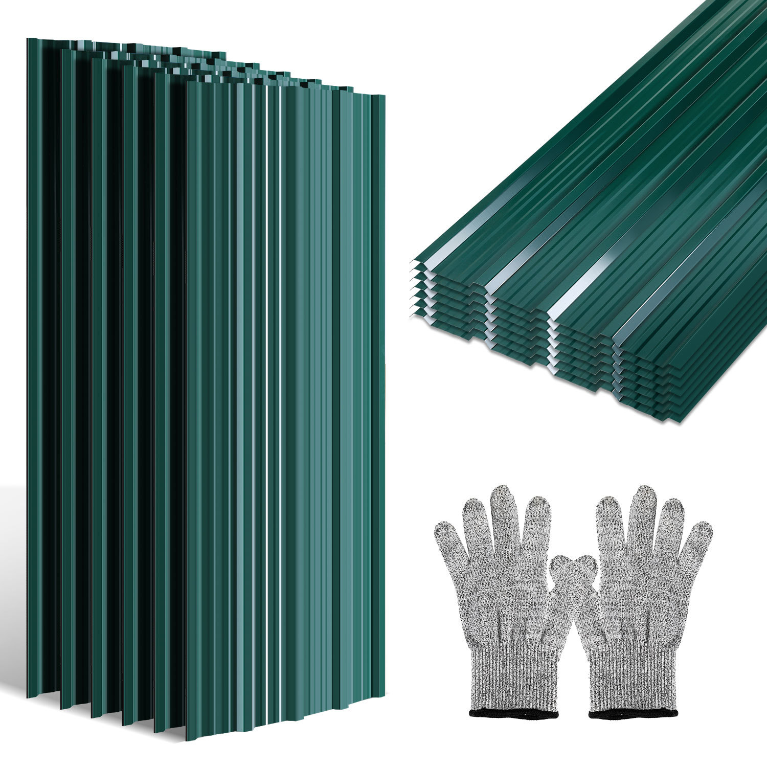 Jiubiaz 12x Trapezblech Dachplatten 129x46 Cm Grün Verzinkt Wellblech Dachverkleidung