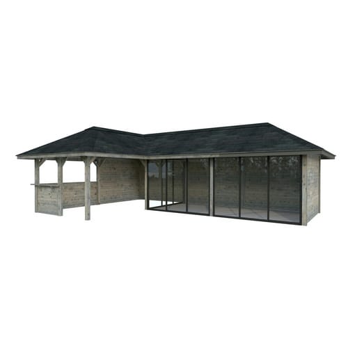 PALMAKO Pavillon »Bianca«, Aufstellmaße BxTxH: 960 x 672 x 319 cm, tauchgrundiert, Holz - grau