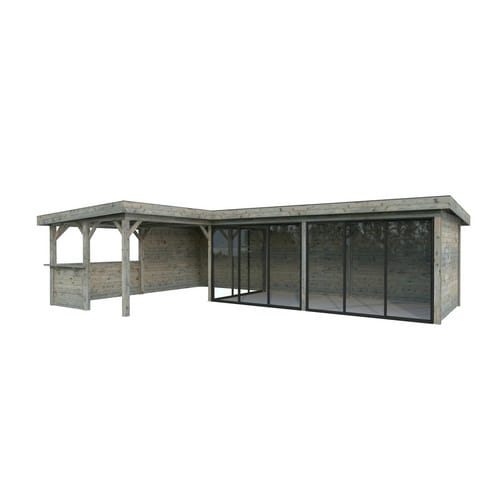 PALMAKO Pavillon »Lenna«, Aufstellmaße BxTxH: 916 x 628 x 245 cm, tauchgrundiert, Holz - grau