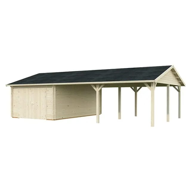PALMAKO Garage »Roger«, Aufstellmaße BxTxH: 1006 x 619 x 316 cm, Blockbohlensystem, Holz - braun