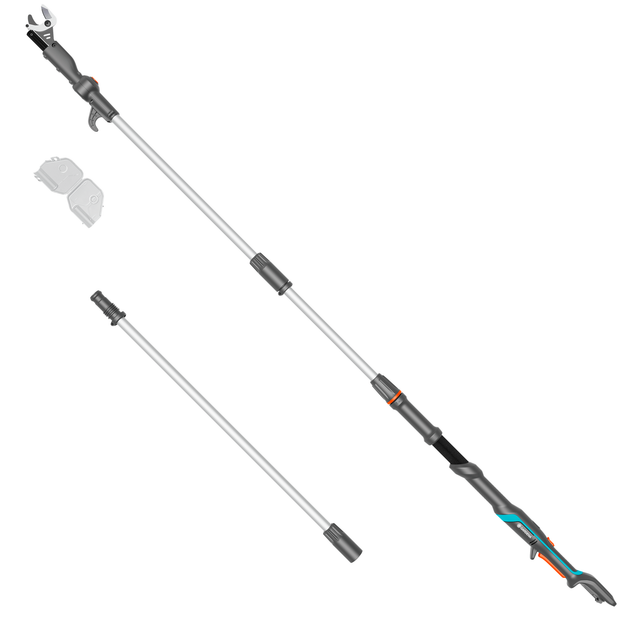GARDENA Akku-Teleskop-Baumschere, »HighCut«, L: 320-360 cm, silberfarben - bunt