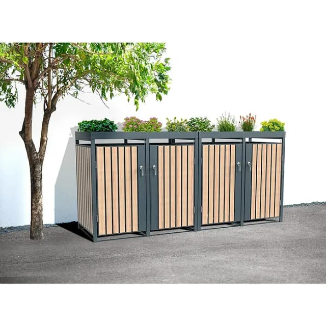 Westmann Mülltonnenbox »Planta«, BxHxT: 264 x 124,5 x 84 cm, für 4 x 240 L Mülltonnen, Stahl - grau