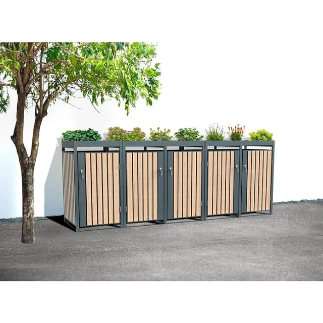 Westmann Mülltonnenbox »Planta«, BxHxT: 332 x 124,5 x 84 cm, für 5 x 240 L Mülltonnen, Stahl - grau