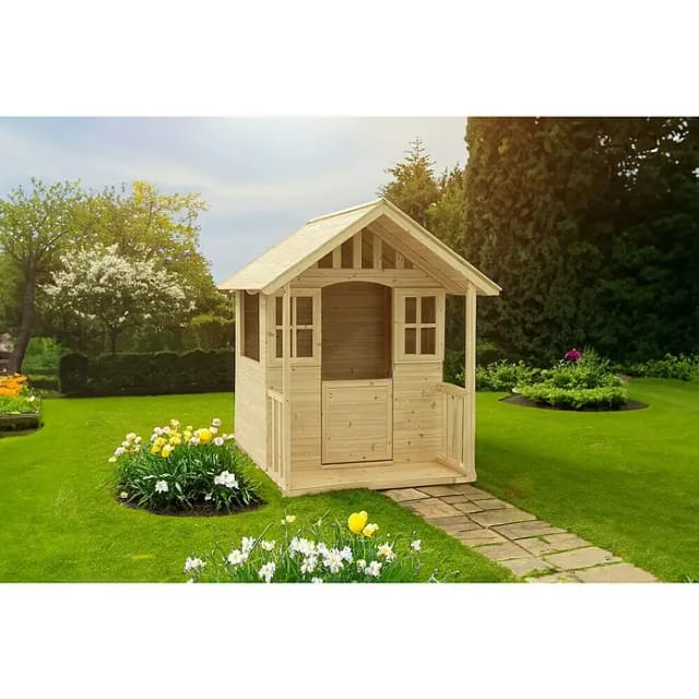 Westmann Spielhaus »Villa«, BxHxT: 121 x 140 x 137 cm, Kiefern- und Fichtenholz, natur - braun