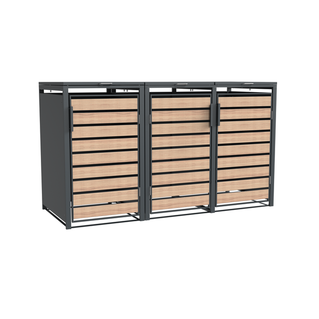 Westmann Mülltonnenbox »Lacina«, BxHxT: 200 x 116 x 80 cm, für 3 x 240 L Mülltonnen, Stahl - grau