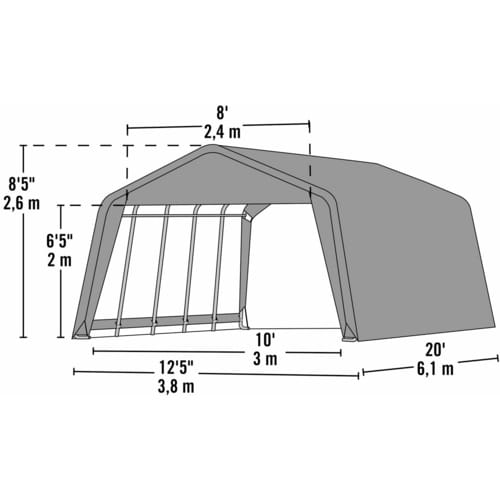 SHELTERLOGIC Weidezelt, BxHxT: 380 x 260 x 610 cm, Kunststoff, grün - gruen