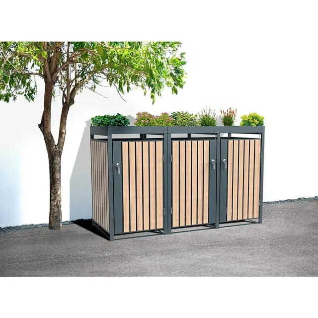 Westmann Mülltonnenbox »Planta«, BxHxT: 200 x 124,5 x 84 cm, für 3 x 240 L Mülltonnen, Stahl - grau